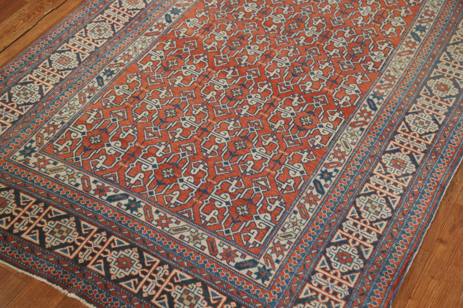 Antique Geometric Kazak Vegetable Dye Rug 4x5 - 7