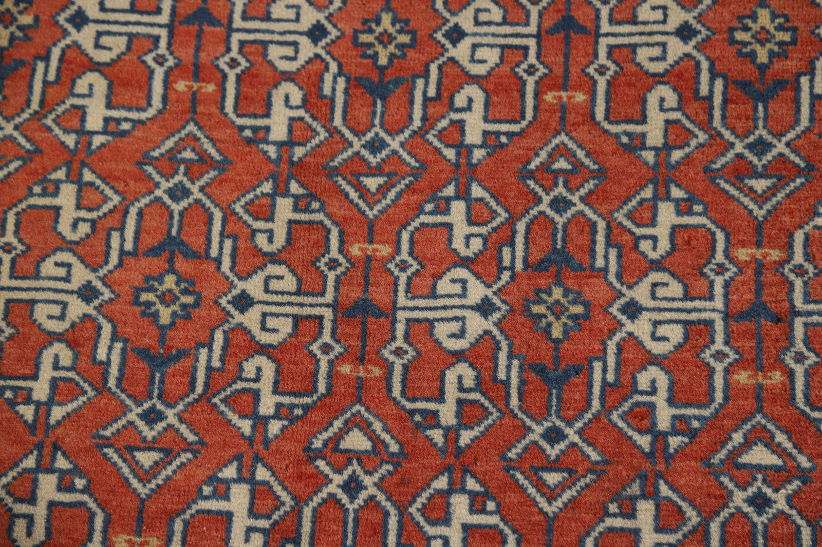 Antique Geometric Kazak Vegetable Dye Rug 4x5 - 9