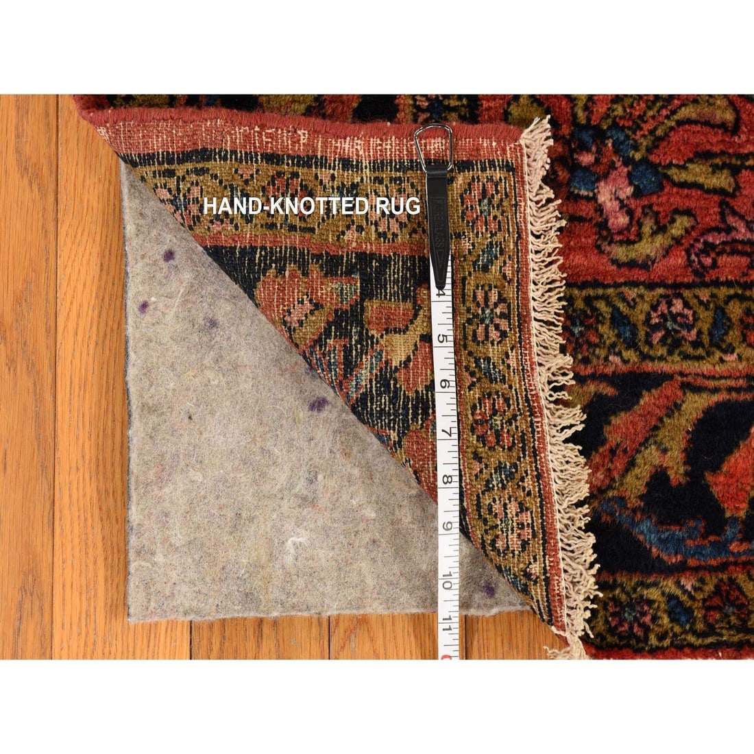 Crimson Red Antique Persian Lilihan Clean Hand Knotted Pure Wool Rug - 10