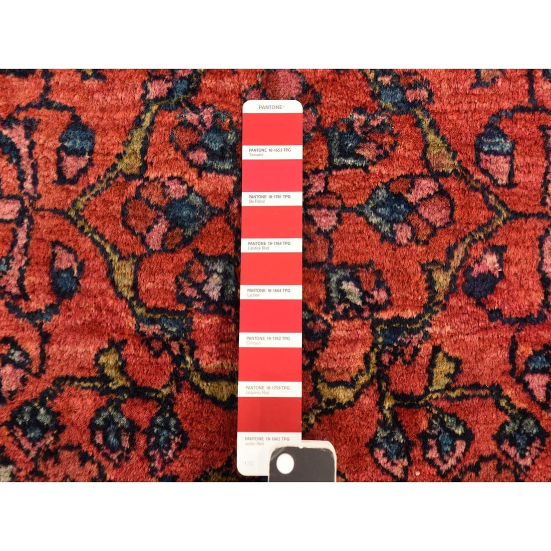 Crimson Red Antique Persian Lilihan Clean Hand Knotted Pure Wool Rug - 6