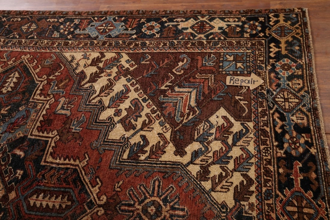 Pre-1900 Antique Heris Serapi Persian Area Rug 7x10 - 12