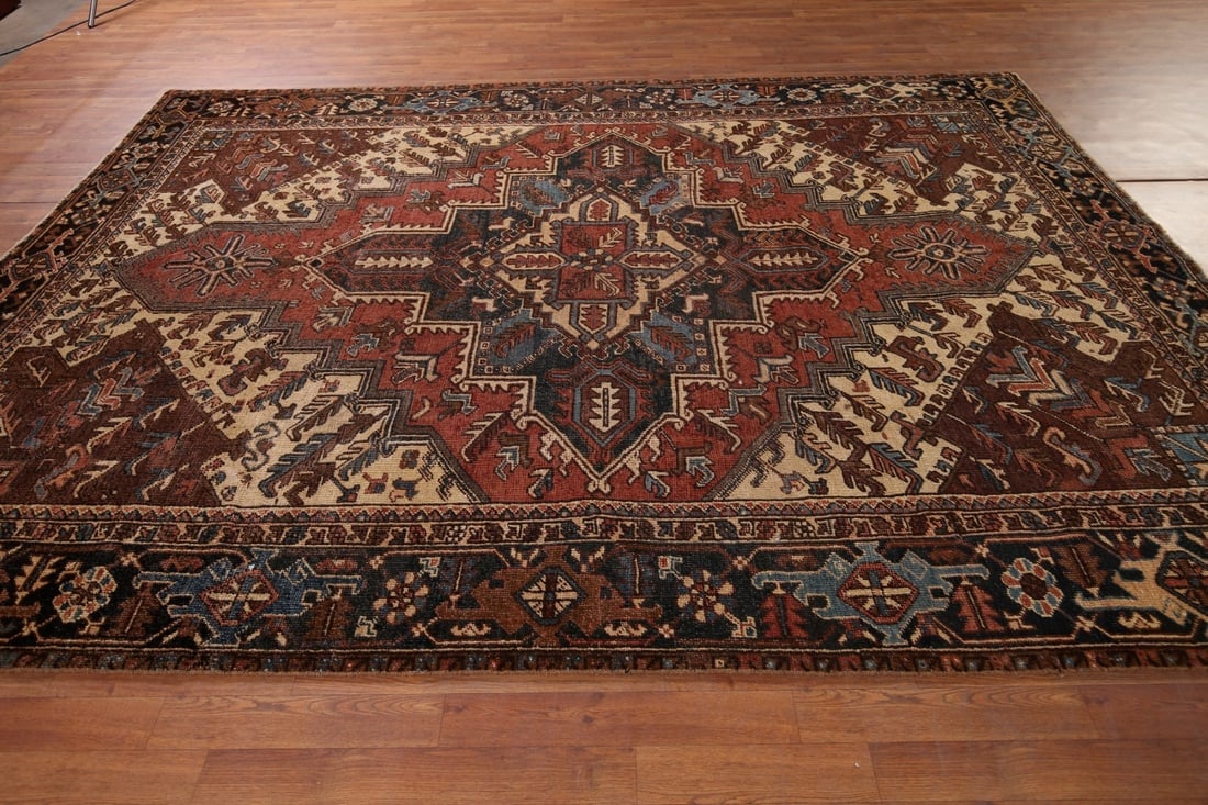 Pre-1900 Antique Heris Serapi Persian Area Rug 7x10 - 16