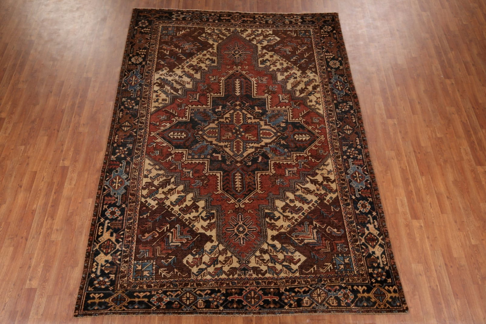 Pre-1900 Antique Heris Serapi Persian Area Rug 7x10 - 17