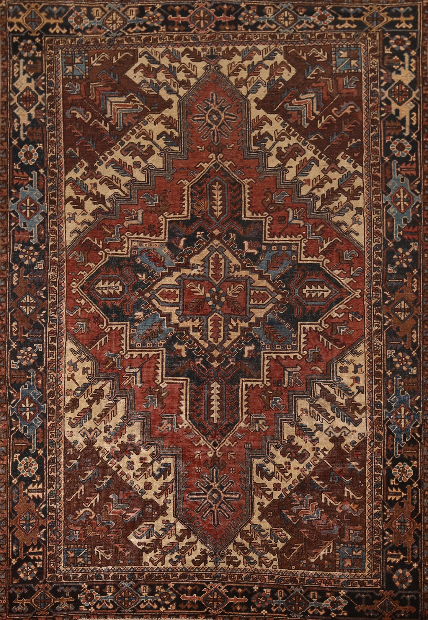 Pre-1900 Antique Heris Serapi Persian Area Rug 7x10: Title: Pre-1900 Antique Heris Serapi Persian Area Rug 7x10 Description:A Beautiful Genuine Iran ( Persia ) Heriz (serapi) rug is Hand Knotted by skillful weavers in Iran ( Persia ) with <