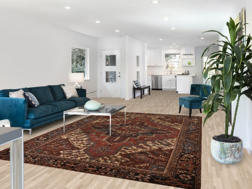 Pre-1900 Antique Heris Serapi Persian Area Rug 7x10 - 2