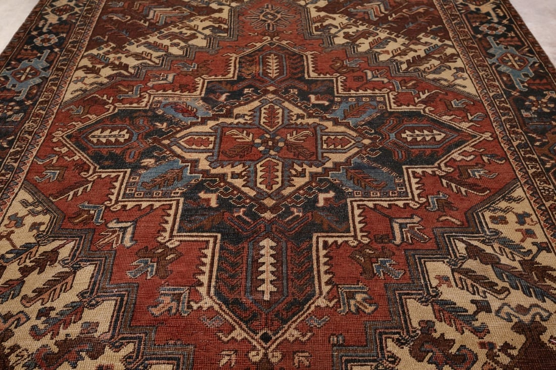 Pre-1900 Antique Heris Serapi Persian Area Rug 7x10 - 4