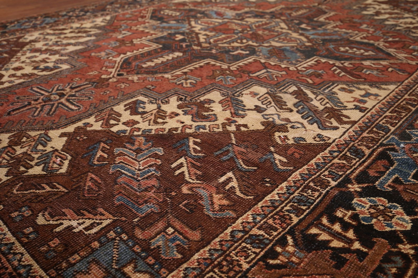 Pre-1900 Antique Heris Serapi Persian Area Rug 7x10 - 6