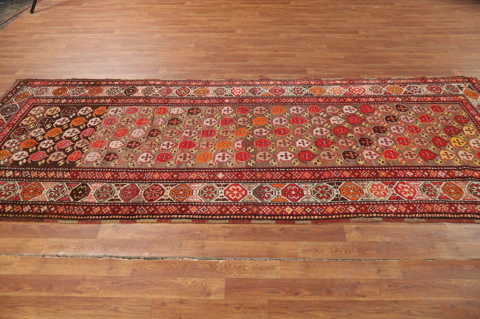 Pre-1900 Antique Vegetable Dye Kazak Oriental Runner Rug 4x10 - 17