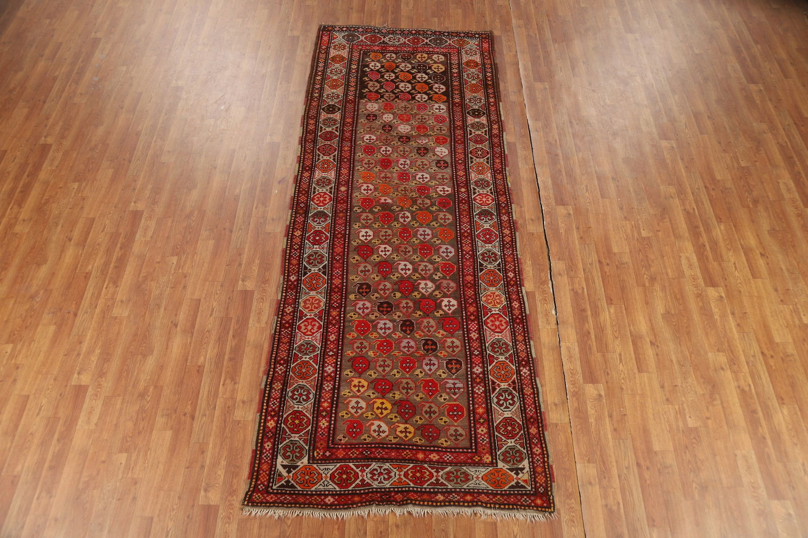 Pre-1900 Antique Vegetable Dye Kazak Oriental Runner Rug 4x10 - 18
