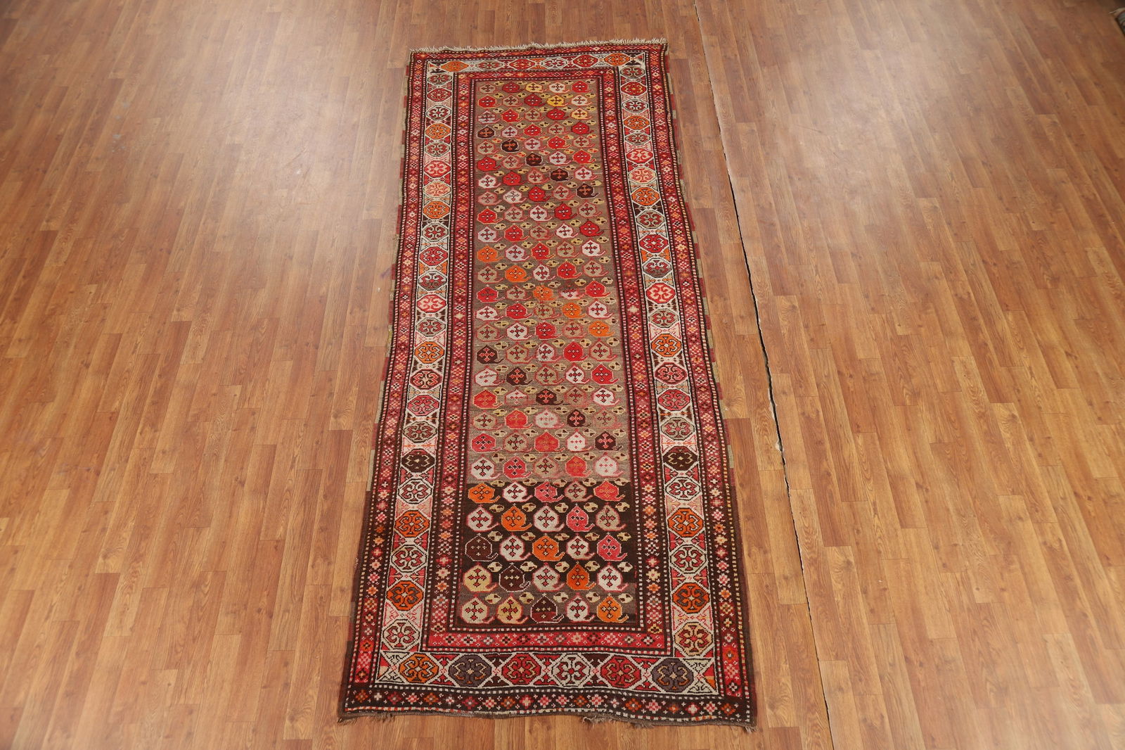 Pre-1900 Antique Vegetable Dye Kazak Oriental Runner Rug 4x10 - 3