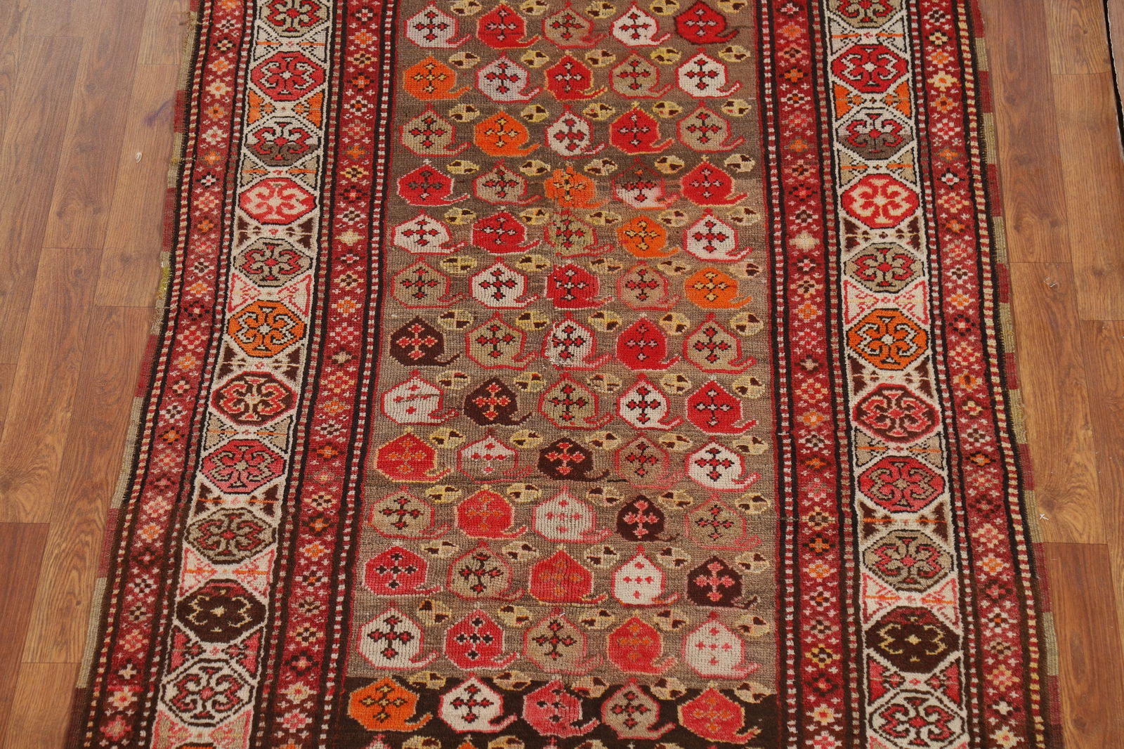 Pre-1900 Antique Vegetable Dye Kazak Oriental Runner Rug 4x10 - 4