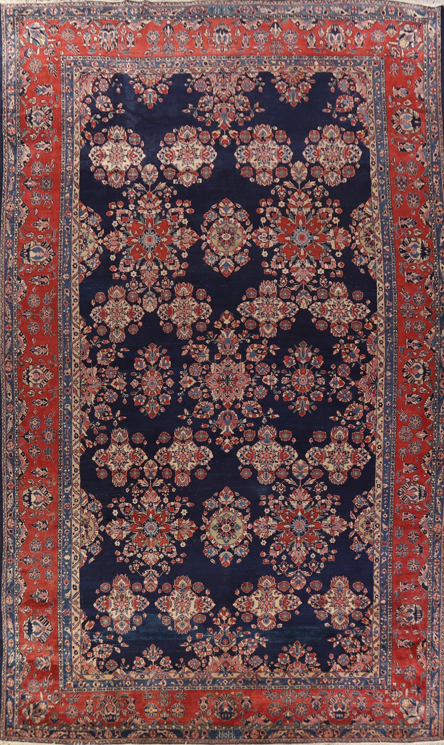Antique Vegetable Dye Sarouk Mohajeran Persian Large Rug 11x19: Title: Antique Vegetable Dye Sarouk Mohajeran Persian Large Rug 11x19 Description:A Beautiful Genuine Iran ( Persia ) Sarouk (Mohajeran) rug is Hand Knotted by skillful weavers in Iran (