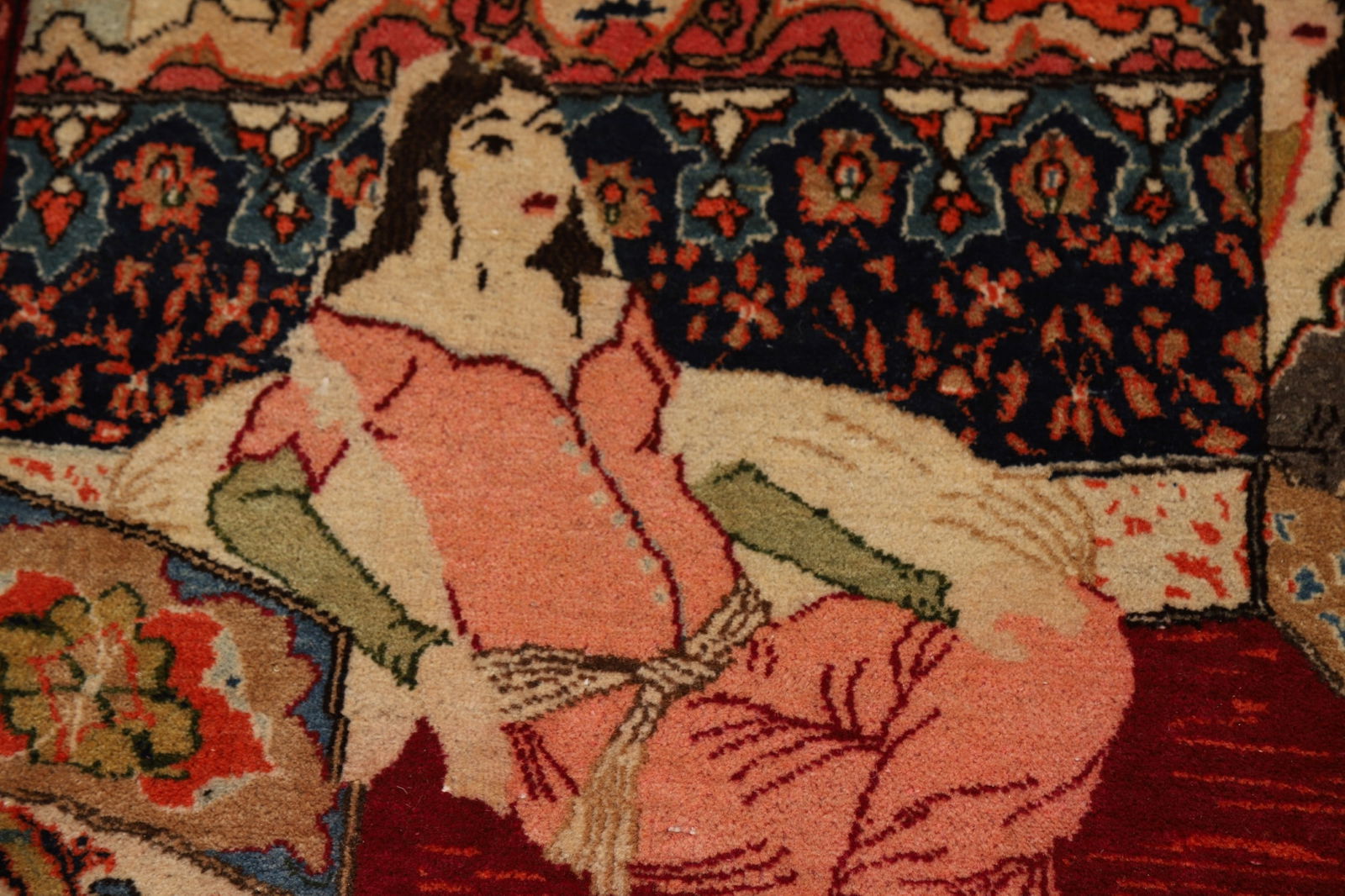 Pre-1900 Antique Wool Pictorial Kashan Persian Rug 4x7 - 13