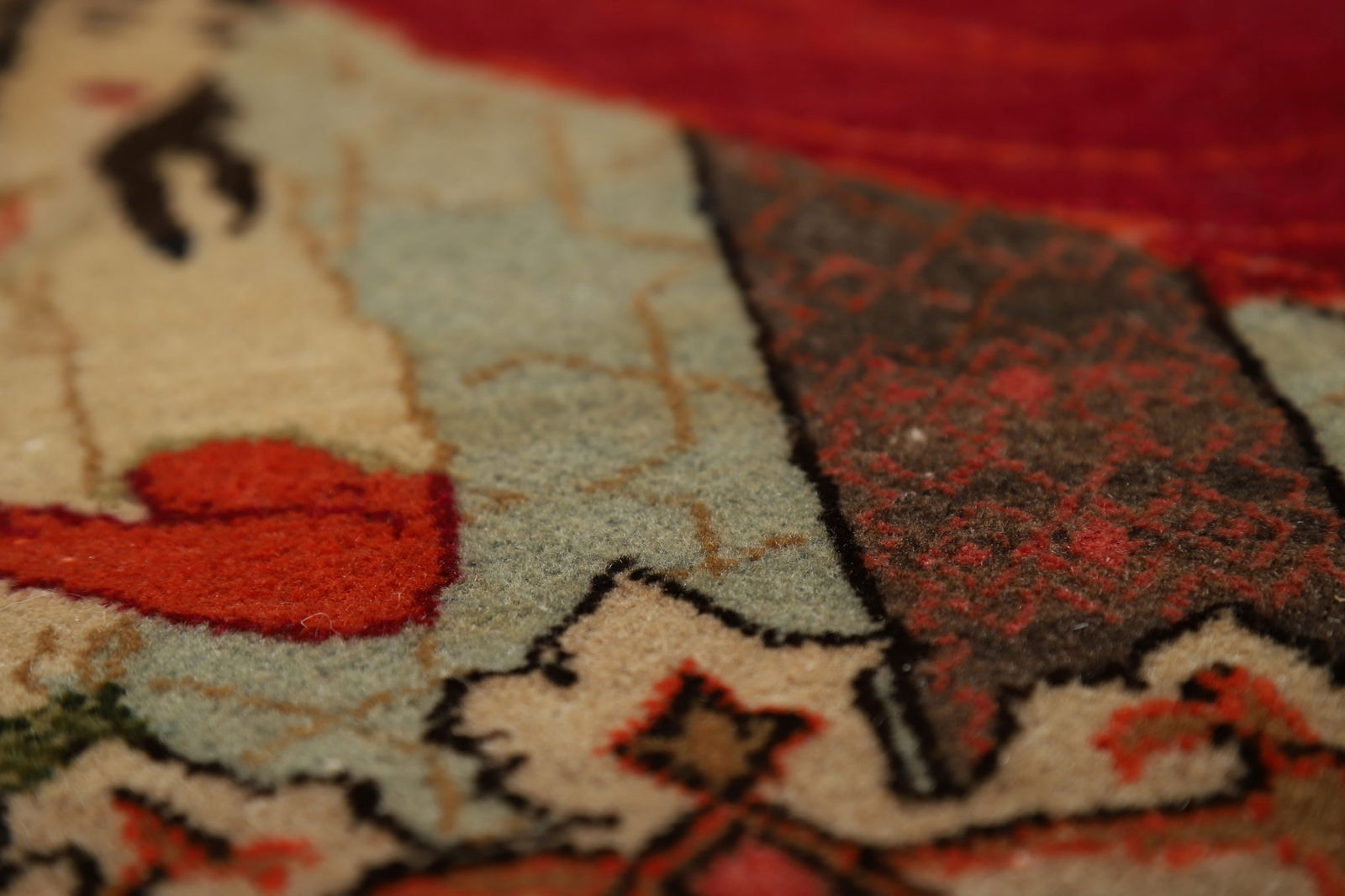 Pre-1900 Antique Wool Pictorial Kashan Persian Rug 4x7 - 15