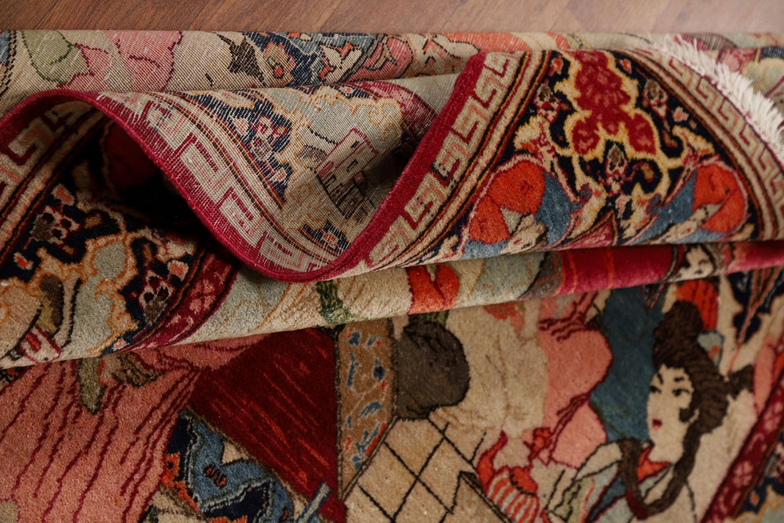 Pre-1900 Antique Wool Pictorial Kashan Persian Rug 4x7 - 20