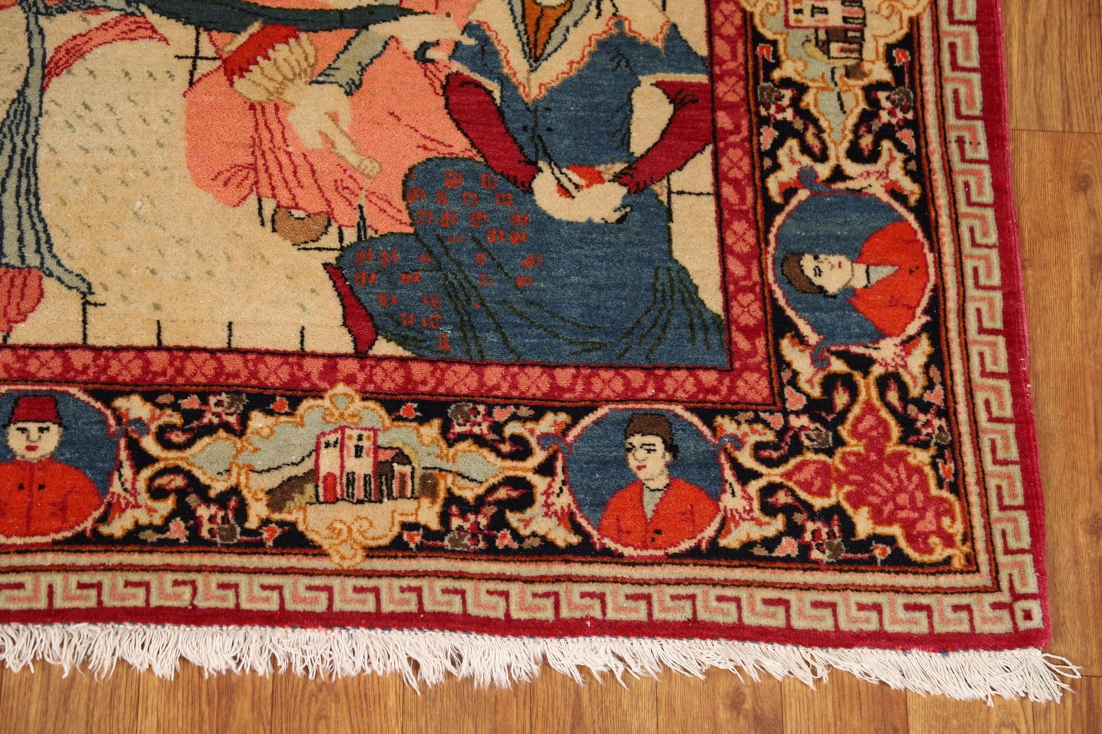 Pre-1900 Antique Wool Pictorial Kashan Persian Rug 4x7 - 5