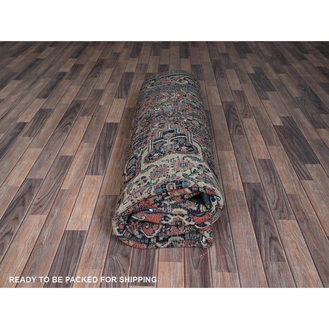 Blush Red Antique Persian Bijar Full Pile Hand Knotted Soft Wool Rug - 9