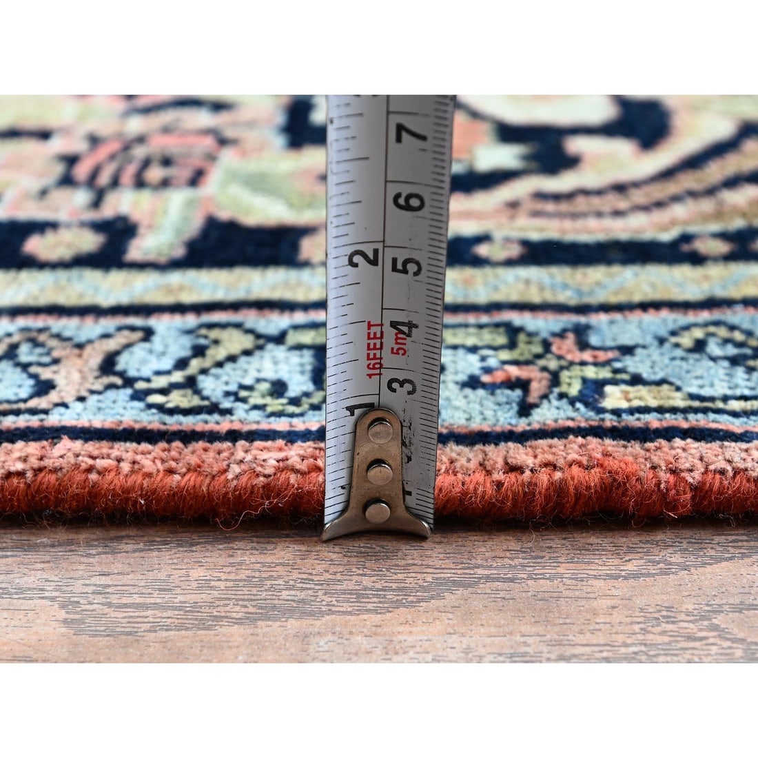 Blush Red Antique Persian Bijar Full Pile Hand Knotted Soft Wool Rug - 10