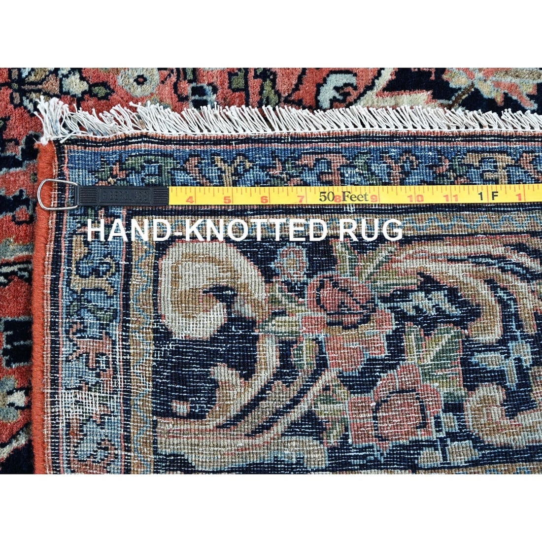 Blush Red Antique Persian Bijar Full Pile Hand Knotted Soft Wool Rug - 11