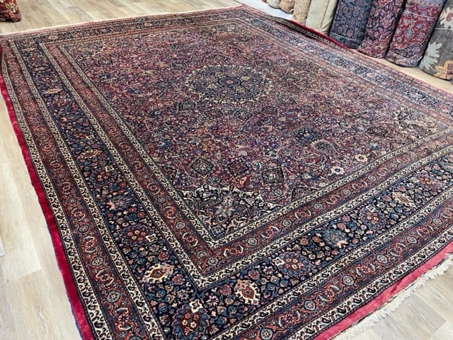 fine Antique Persian Sionged Mashad Rug-2910 - 10