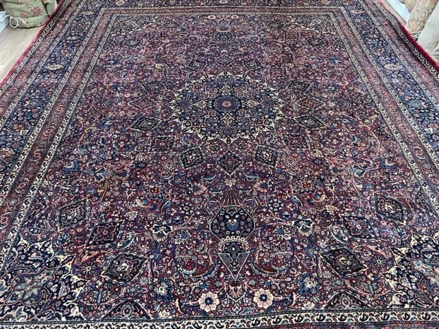 fine Antique Persian Sionged Mashad Rug-2910 - 6