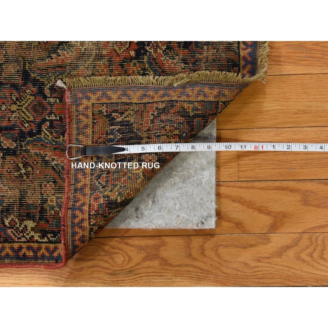 Graphite Blue Antique North West Persian Hand Knotted Pure Wool Rug - 4