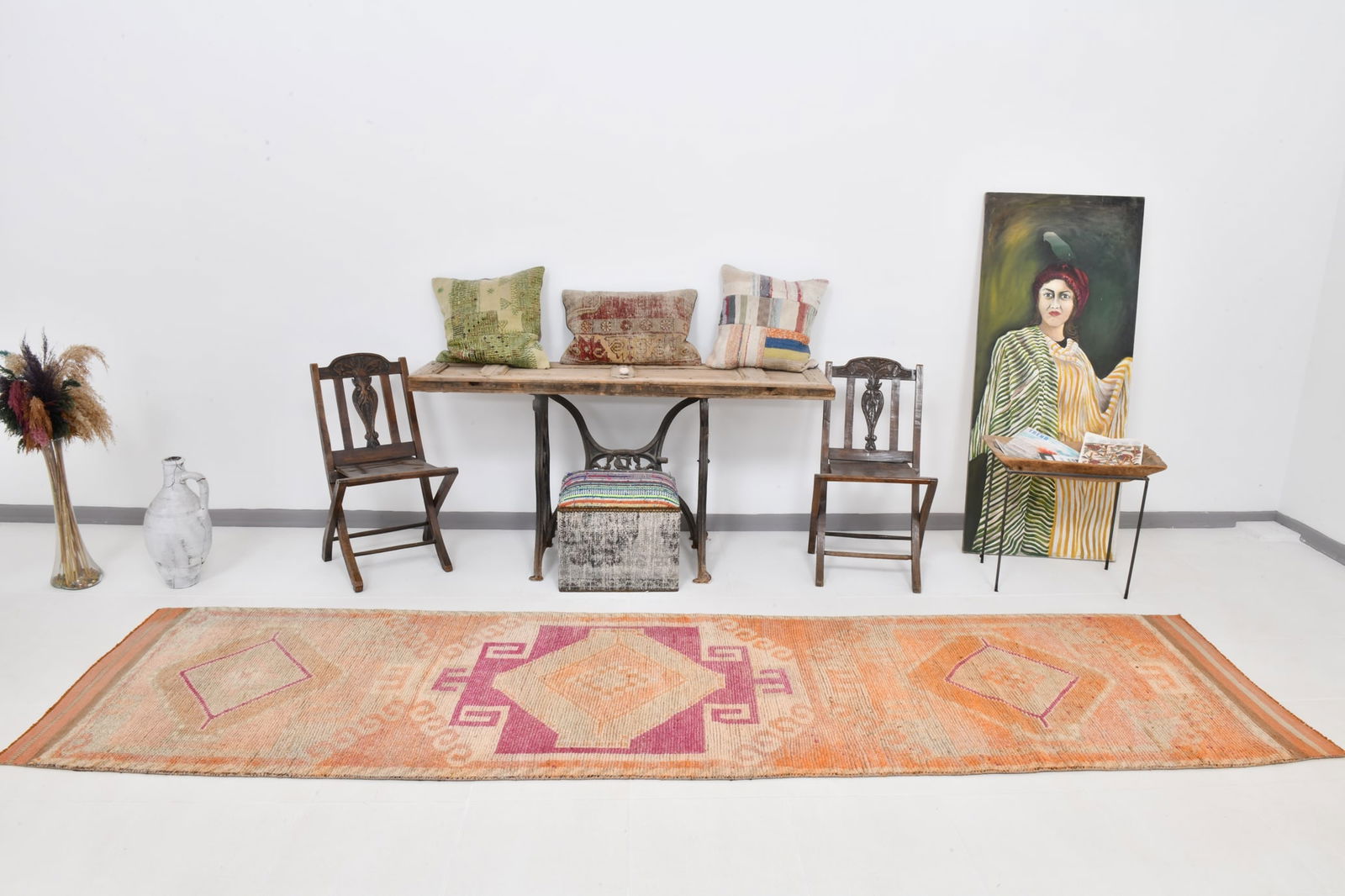 3'2'' x 12'3'' Vintage Wool Runner Rug - 22029 - 2