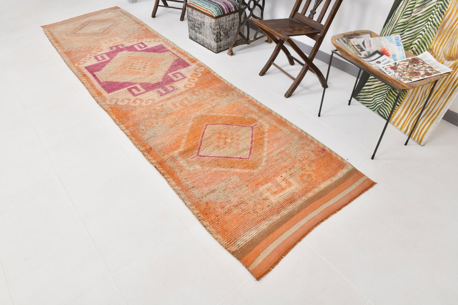 3'2'' x 12'3'' Vintage Wool Runner Rug - 22029 - 4