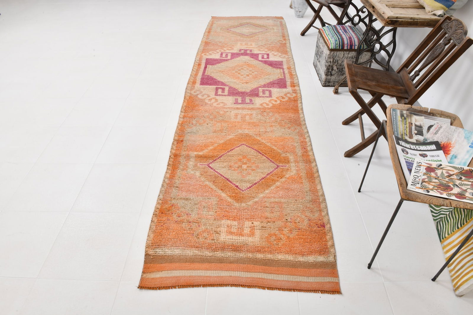 3'2'' x 12'3'' Vintage Wool Runner Rug - 22029 - 5