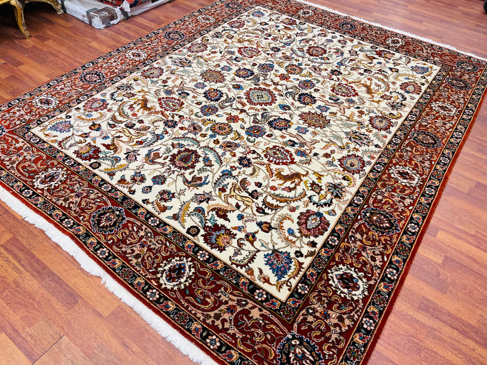 Vintage Tabriz design Hunting Rug-4877 - 11