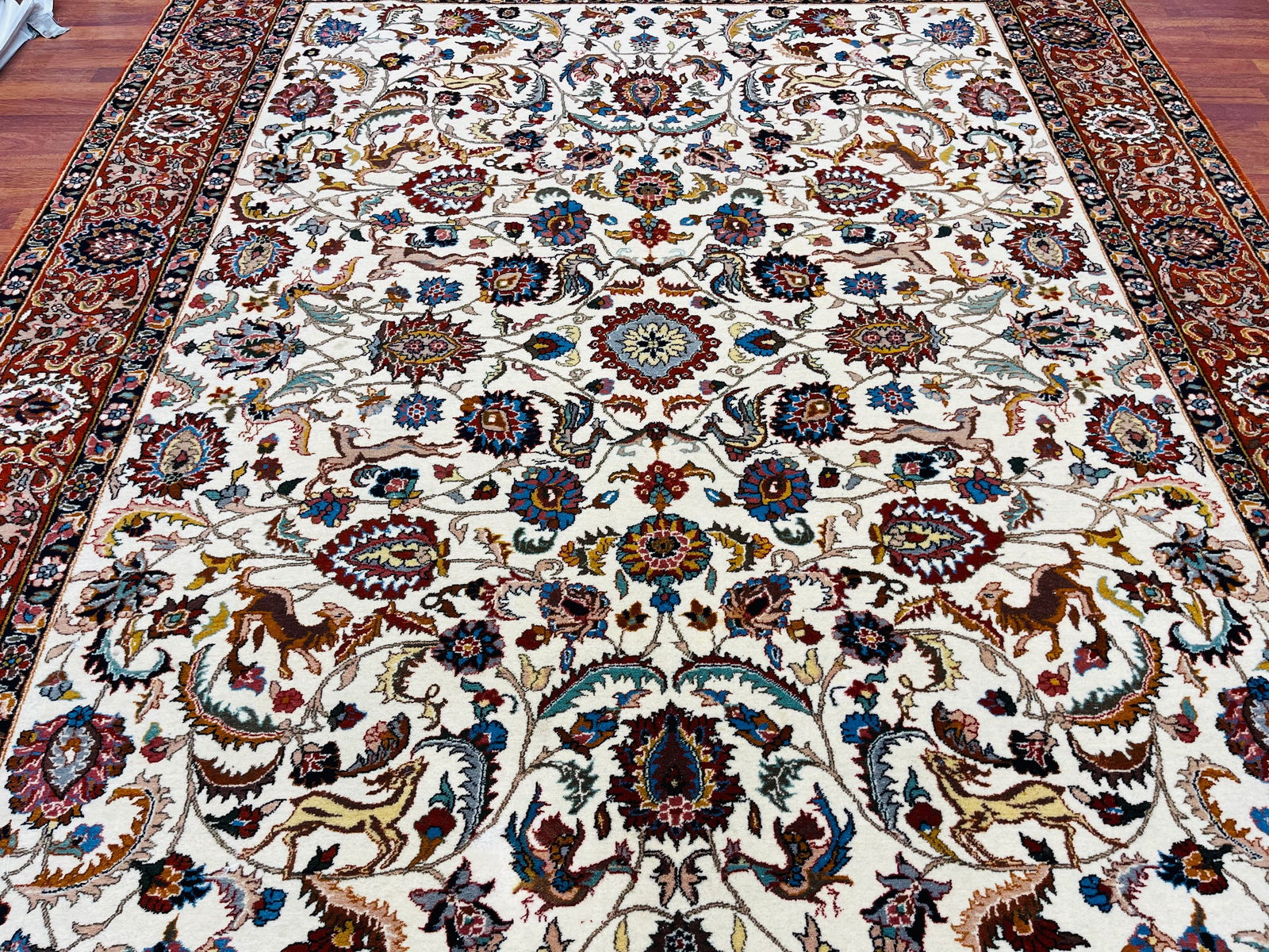 Vintage Tabriz design Hunting Rug-4877 - 12