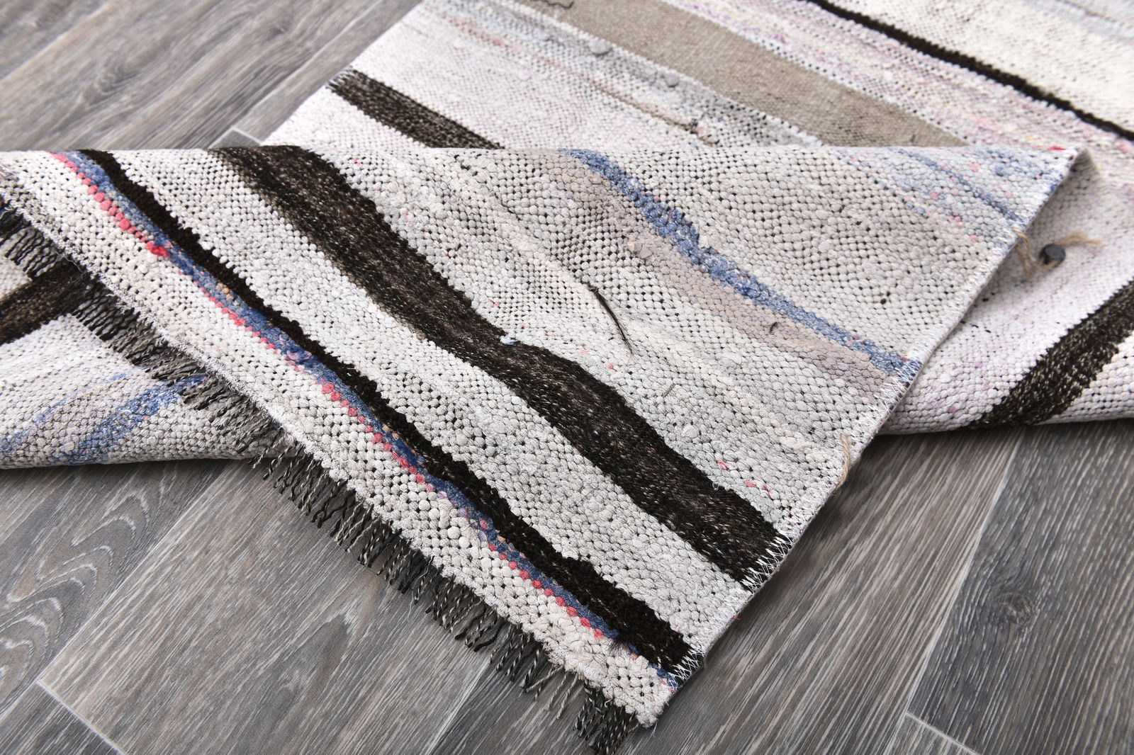 2'1'' x 8'9'' Handmade Vintage Wool Patchwork Rug - 241827 - 12