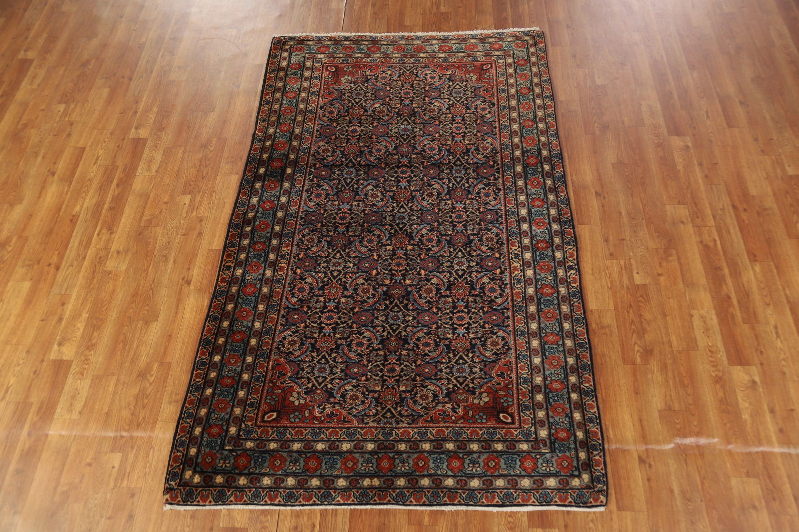 Antique Vegetable Dye Bidjar Persian Wool Rug 4x7 - 13