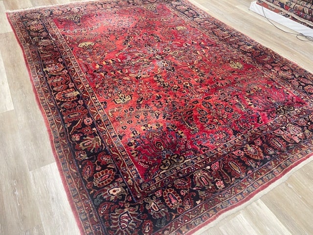 Antique persian Sarouk Rug-VG: Title:Antique persian Sarouk Rug-VG Description:Beautiful antique all over design Sarouk rug, from central Persia, size 7 ft. 7 inches by 10 ft, circa 1920 in excellent condition with a very small and