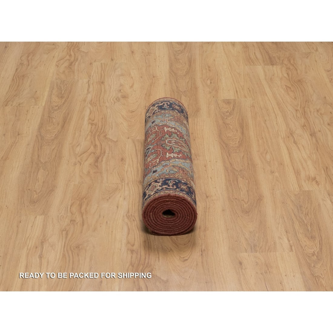 Brick Red Antiqued Fine Heriz Re-Creation Hand Knotted Wool Runner Rug - 6