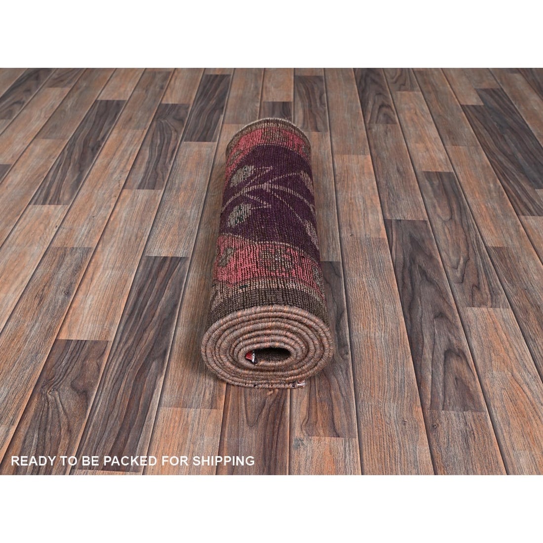 Punch Pink Vintage Northwest Persian Hand Knotted Pure Wool Runner Rug - 5