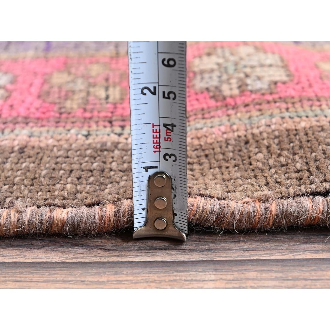 Punch Pink Vintage Northwest Persian Hand Knotted Pure Wool Runner Rug - 6