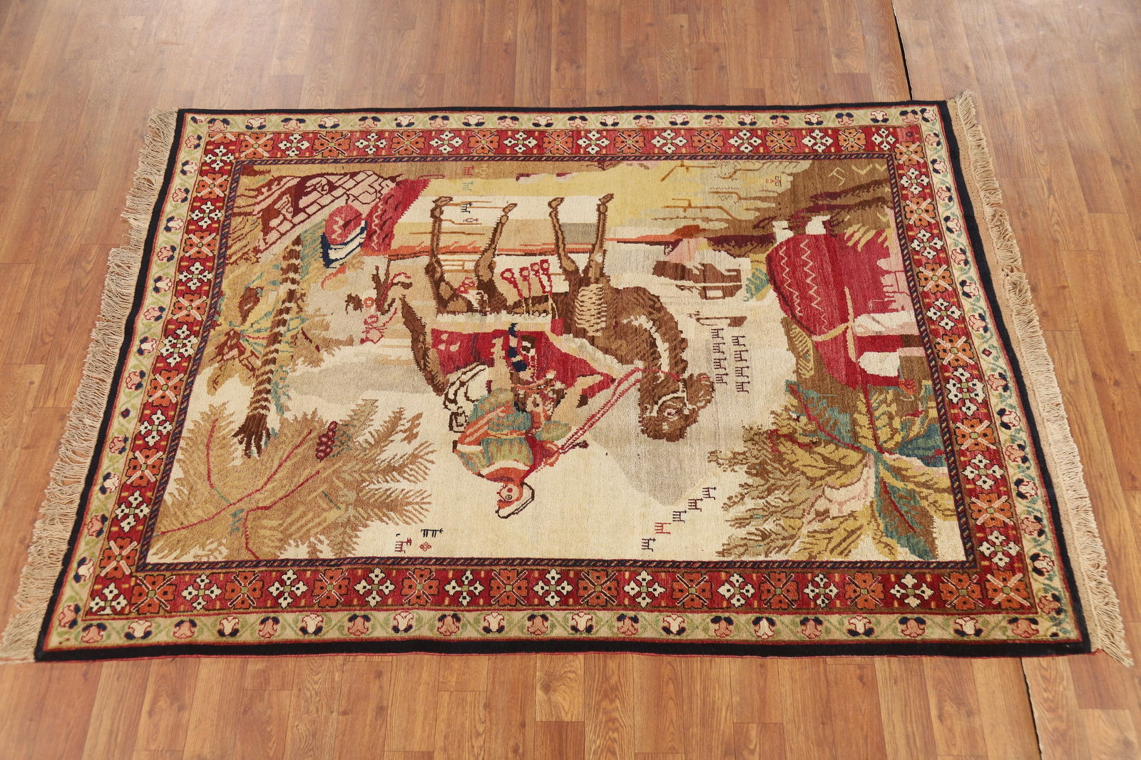 Antique Vegetable Dye Karabagh Oriental Rug 4x6 - 15