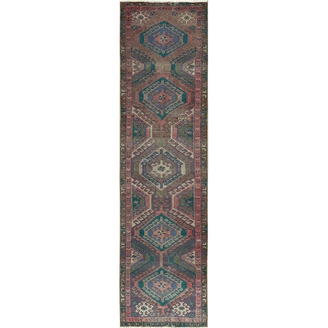 Pink Overdyed Vintage Persian Hamadan Hand Knotted All Wool Runner Rug: Title: Pink Overdyed Vintage Persian Hamadan Hand Knotted All Wool Runner Rug Description:This is a truly genuine one-of-a-kind. It has been Knotted for months and months in the centuries-old weaving
