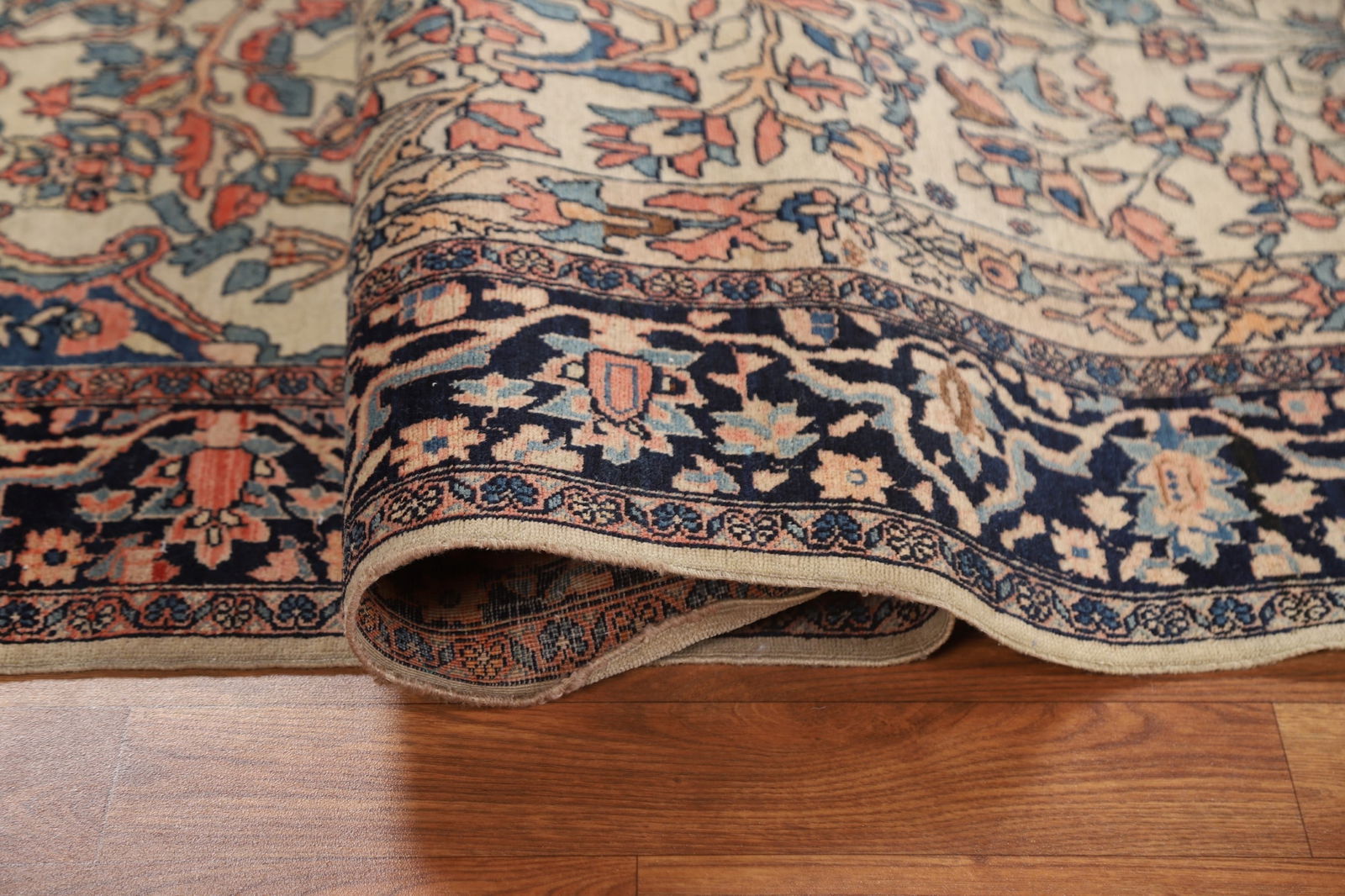 Antique Vegetable Dye Sarouk Farahan Persian Rug 4x6 - 13