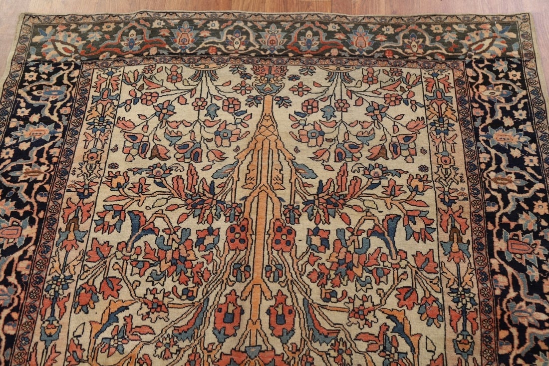 Antique Vegetable Dye Sarouk Farahan Persian Rug 4x6 - 14