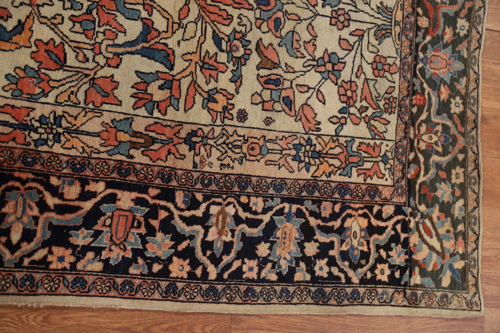 Antique Vegetable Dye Sarouk Farahan Persian Rug 4x6 - 15