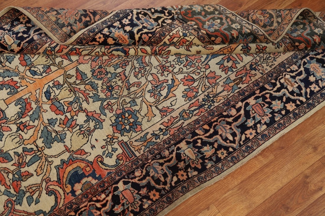 Antique Vegetable Dye Sarouk Farahan Persian Rug 4x6 - 18