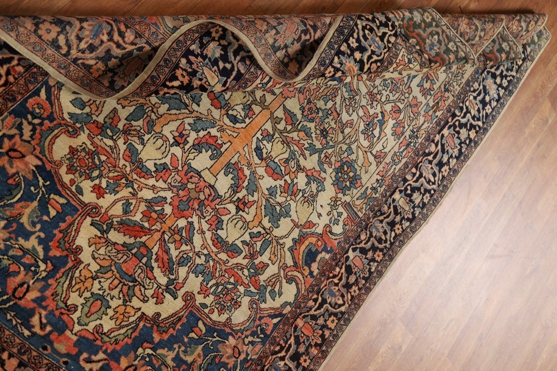 Antique Vegetable Dye Sarouk Farahan Persian Rug 4x6 - 19