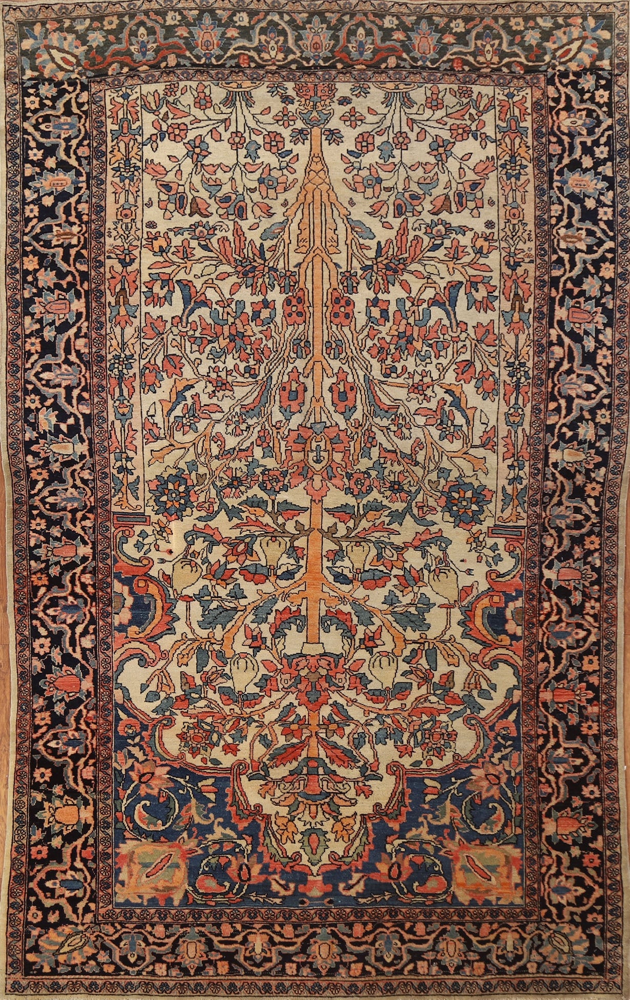 Antique Vegetable Dye Sarouk Farahan Persian Rug 4x6: Title: Antique Vegetable Dye Sarouk Farahan Persian Rug 4x6 Description:A Beautiful Genuine Iran ( Persia ) Sarouk (Farahan) rug is Hand Knotted by skillful weavers in Iran ( Persia ) wit