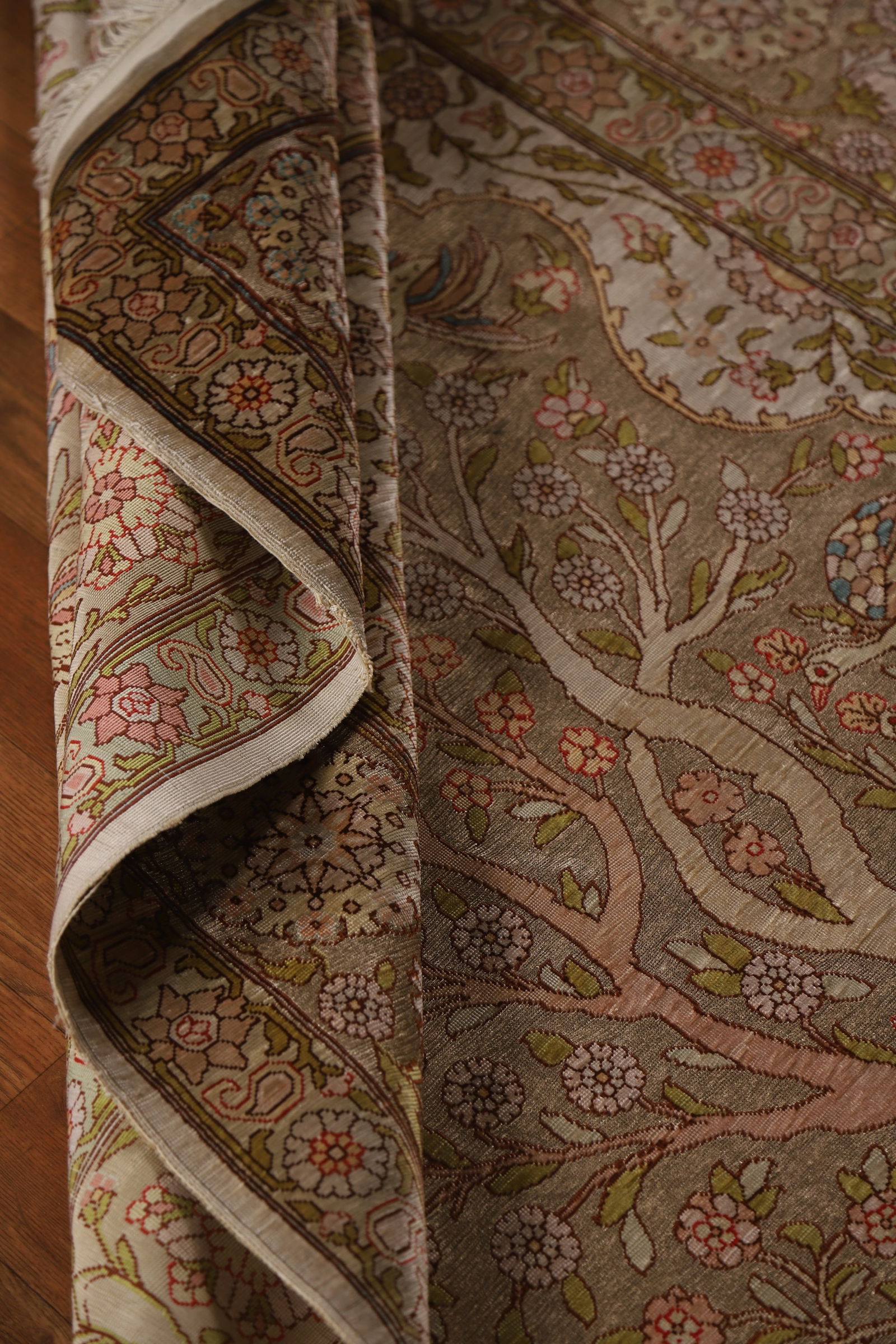 Antique Signed Vegetable Dye Silk/ Silver Hereke Persian Rug 3x5 - 16