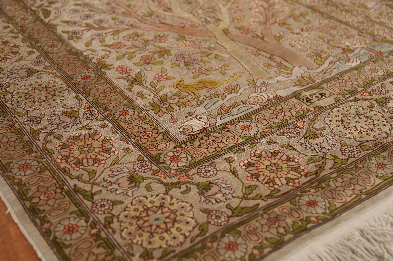 Antique Signed Vegetable Dye Silk/ Silver Hereke Persian Rug 3x5 - 6