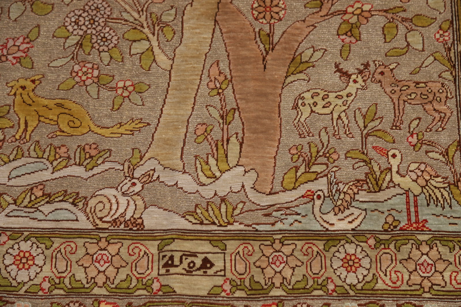 Antique Signed Vegetable Dye Silk/ Silver Hereke Persian Rug 3x5 - 9