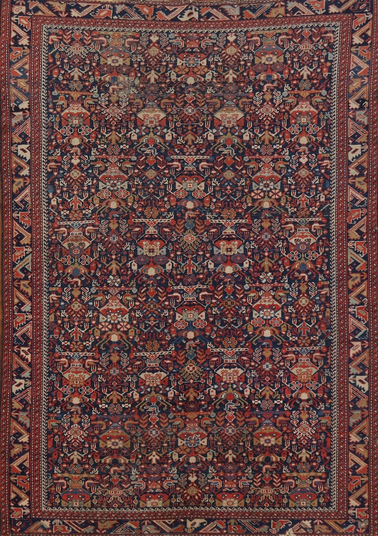 Pre-1900 Antique Vegetable Dye Malayer Persian Rug 4x6: Title: Pre-1900 Antique Vegetable Dye Malayer Persian Rug 4x6 Description:A Beautiful Genuine Iran ( Persia ) Malayer rug is Hand Knotted by skillful weavers in Iran ( Persia ) with