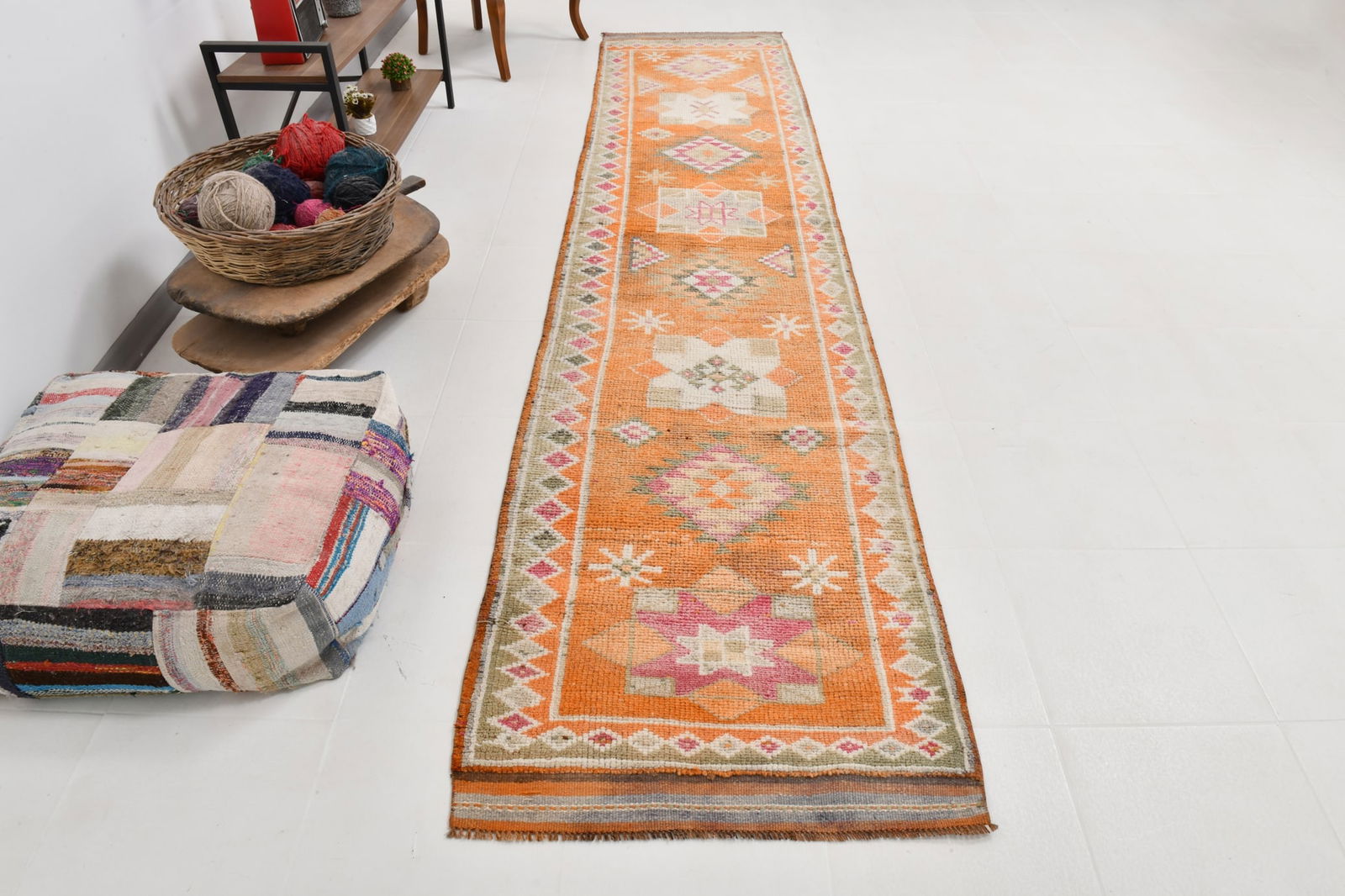 2'10'' x 12'9'' Handmade Vintage Wool Rug - 22113 - 5